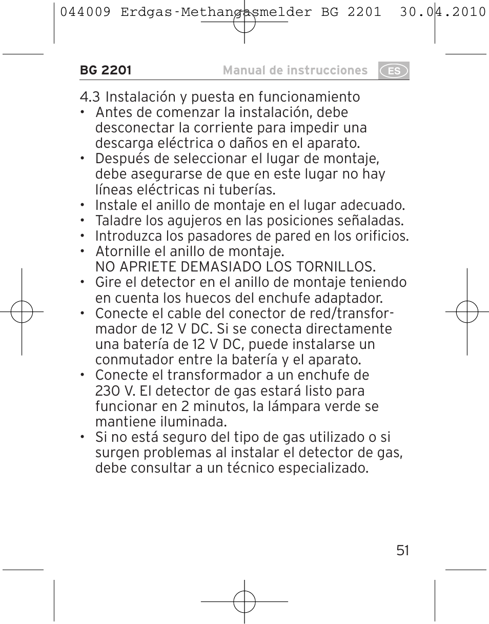 Brennenstuhl Gas Detector BG 2201 User Manual | Page 51 / 76