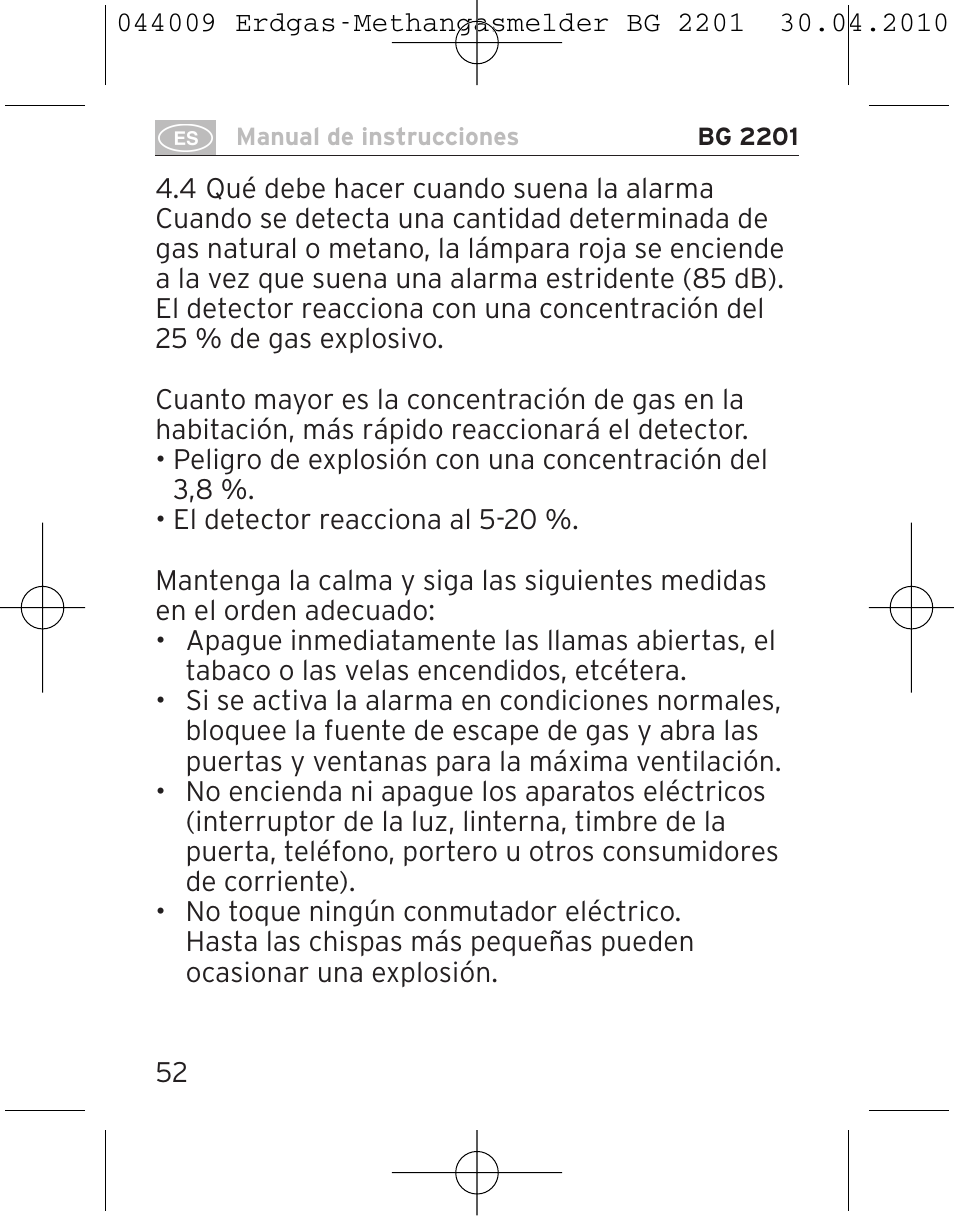 Brennenstuhl Gas Detector BG 2201 User Manual | Page 52 / 76
