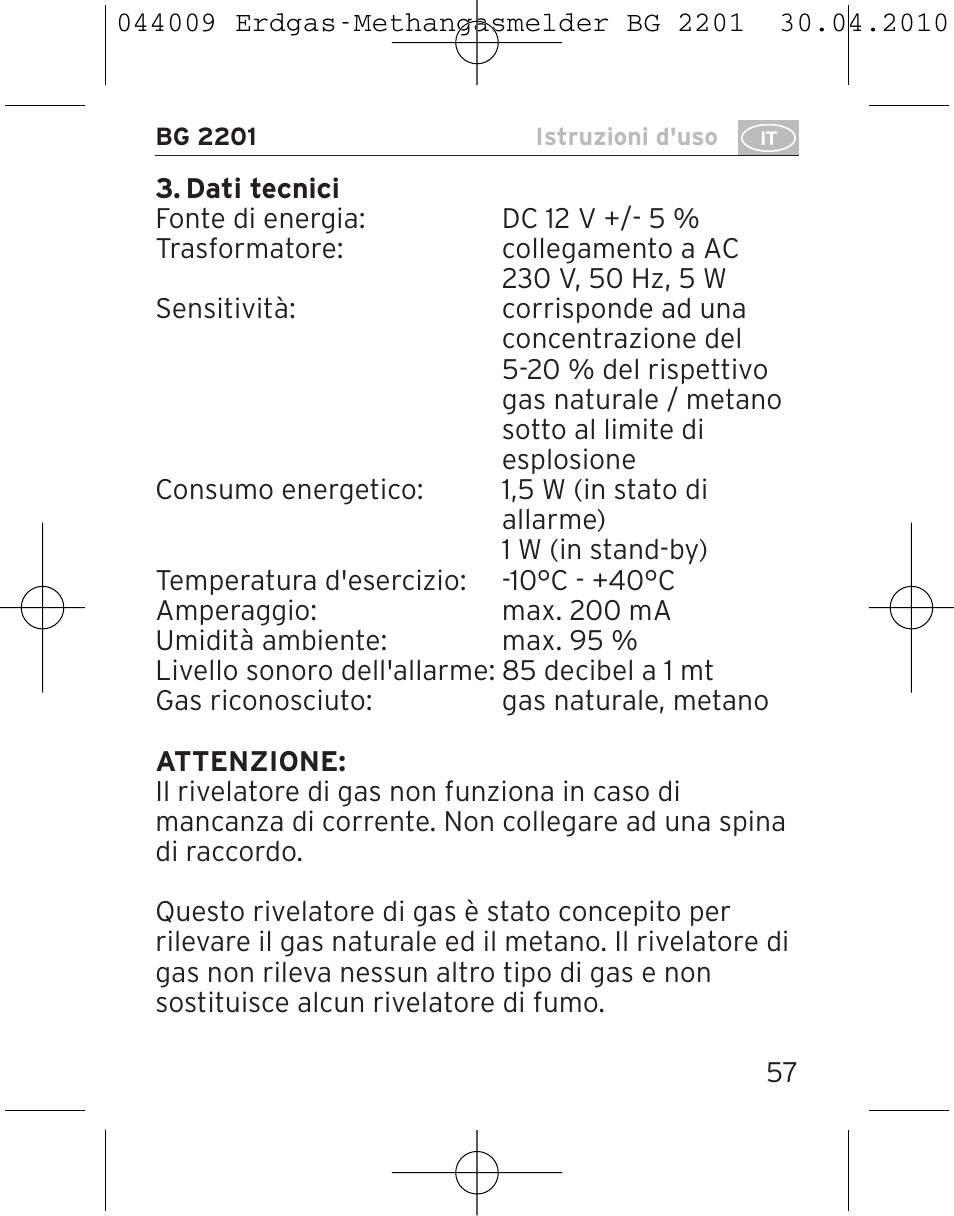 Brennenstuhl Gas Detector BG 2201 User Manual | Page 57 / 76