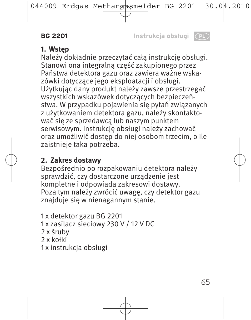 Brennenstuhl Gas Detector BG 2201 User Manual | Page 65 / 76