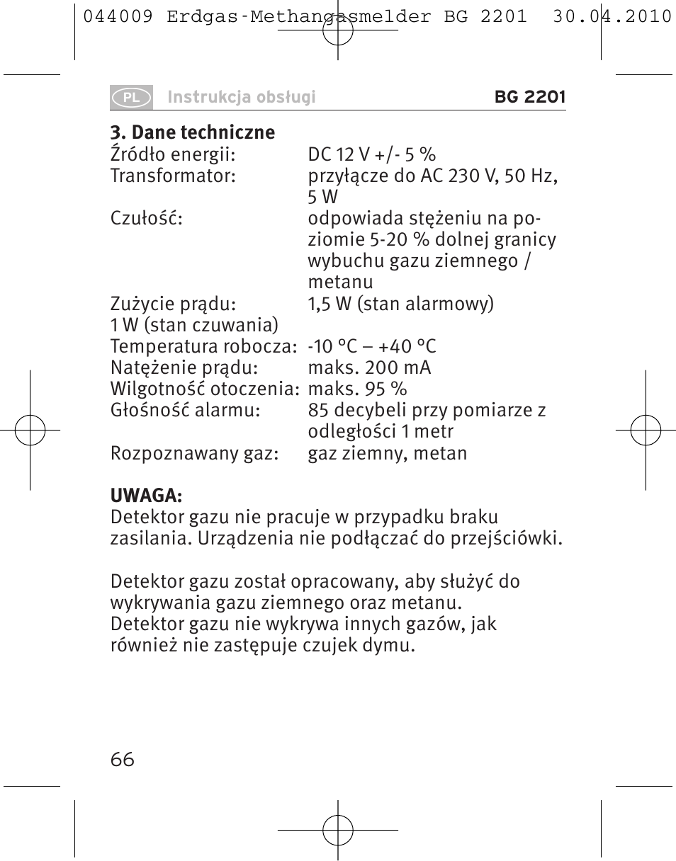 Brennenstuhl Gas Detector BG 2201 User Manual | Page 66 / 76