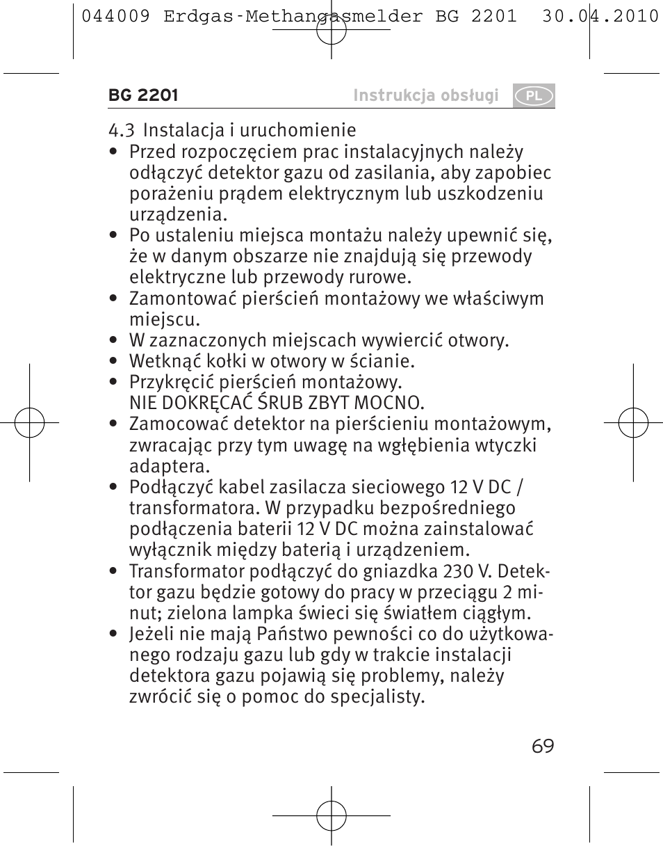 Brennenstuhl Gas Detector BG 2201 User Manual | Page 69 / 76