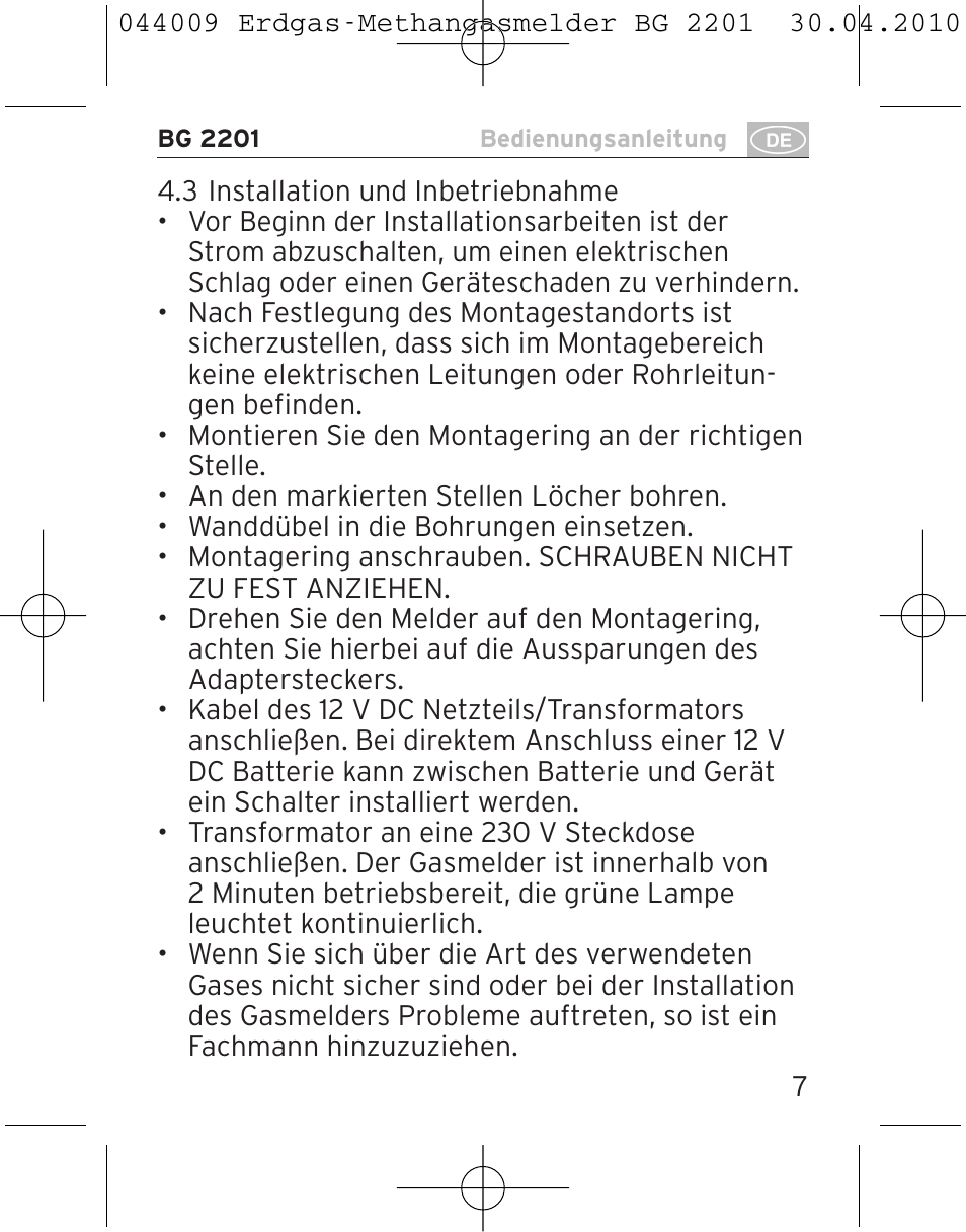 Brennenstuhl Gas Detector BG 2201 User Manual | Page 7 / 76