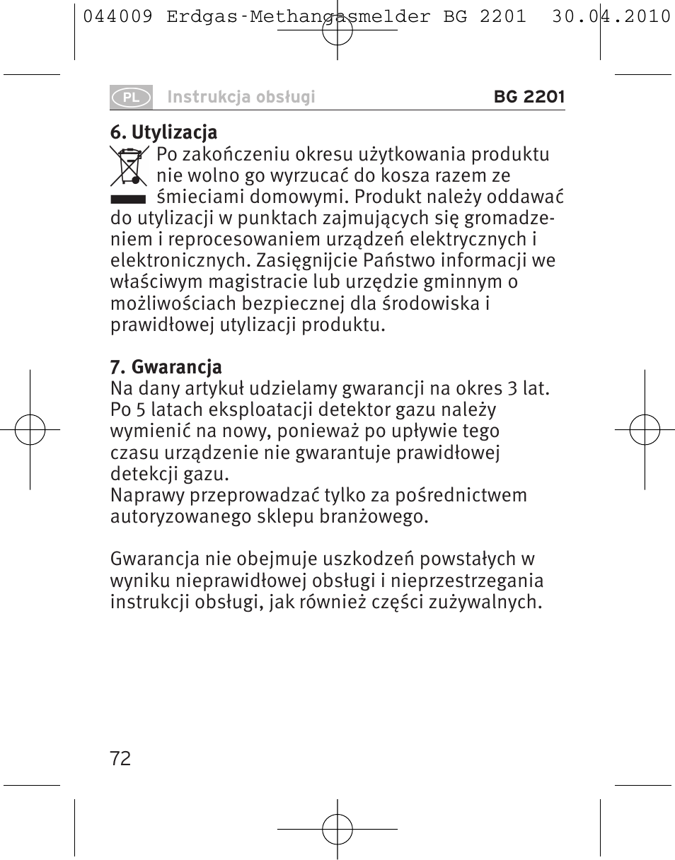 Brennenstuhl Gas Detector BG 2201 User Manual | Page 72 / 76