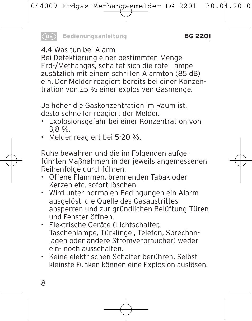 Brennenstuhl Gas Detector BG 2201 User Manual | Page 8 / 76