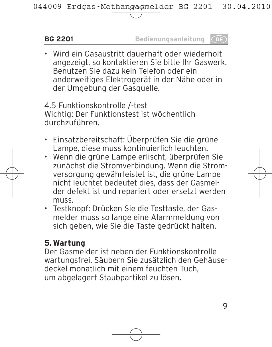 Brennenstuhl Gas Detector BG 2201 User Manual | Page 9 / 76