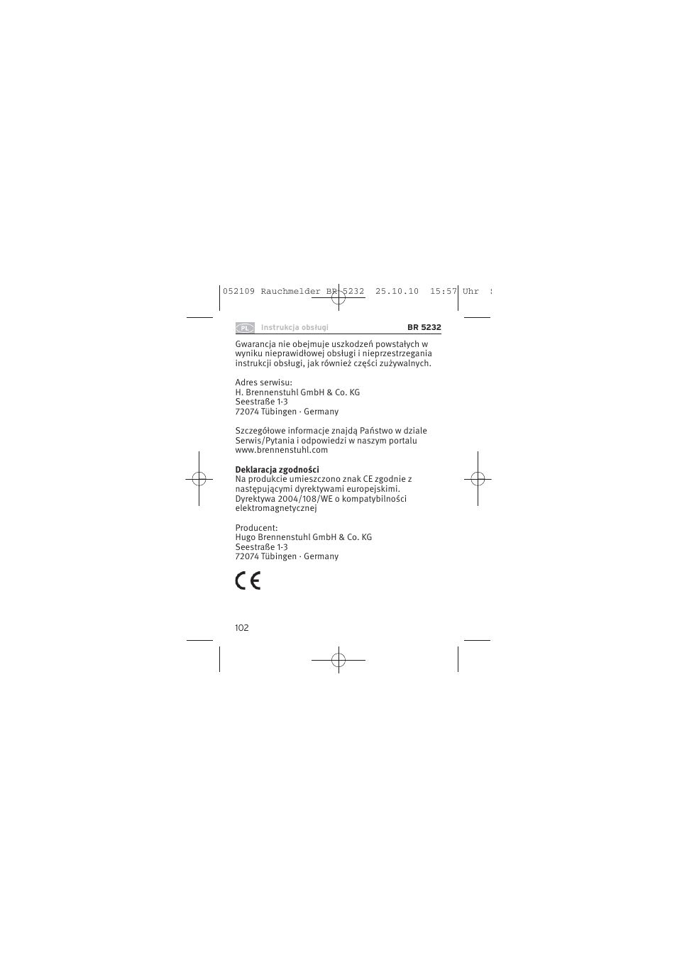 Brennenstuhl Smoke Alarm BR 5232 connect 230V User Manual | Page 102 / 104