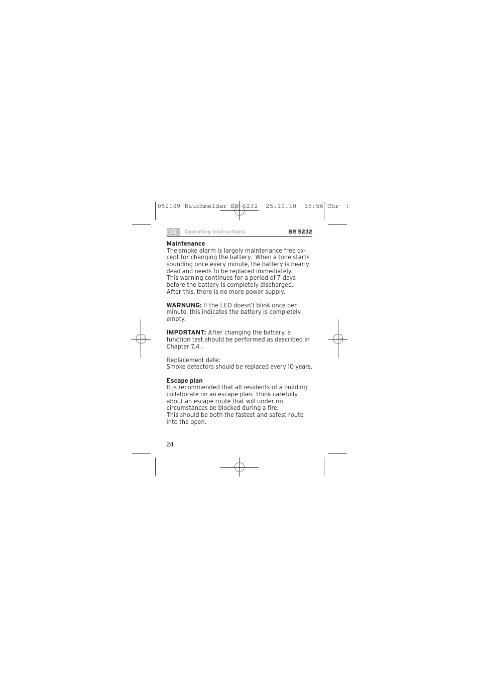 Brennenstuhl Smoke Alarm BR 5232 connect 230V User Manual | Page 24 / 104