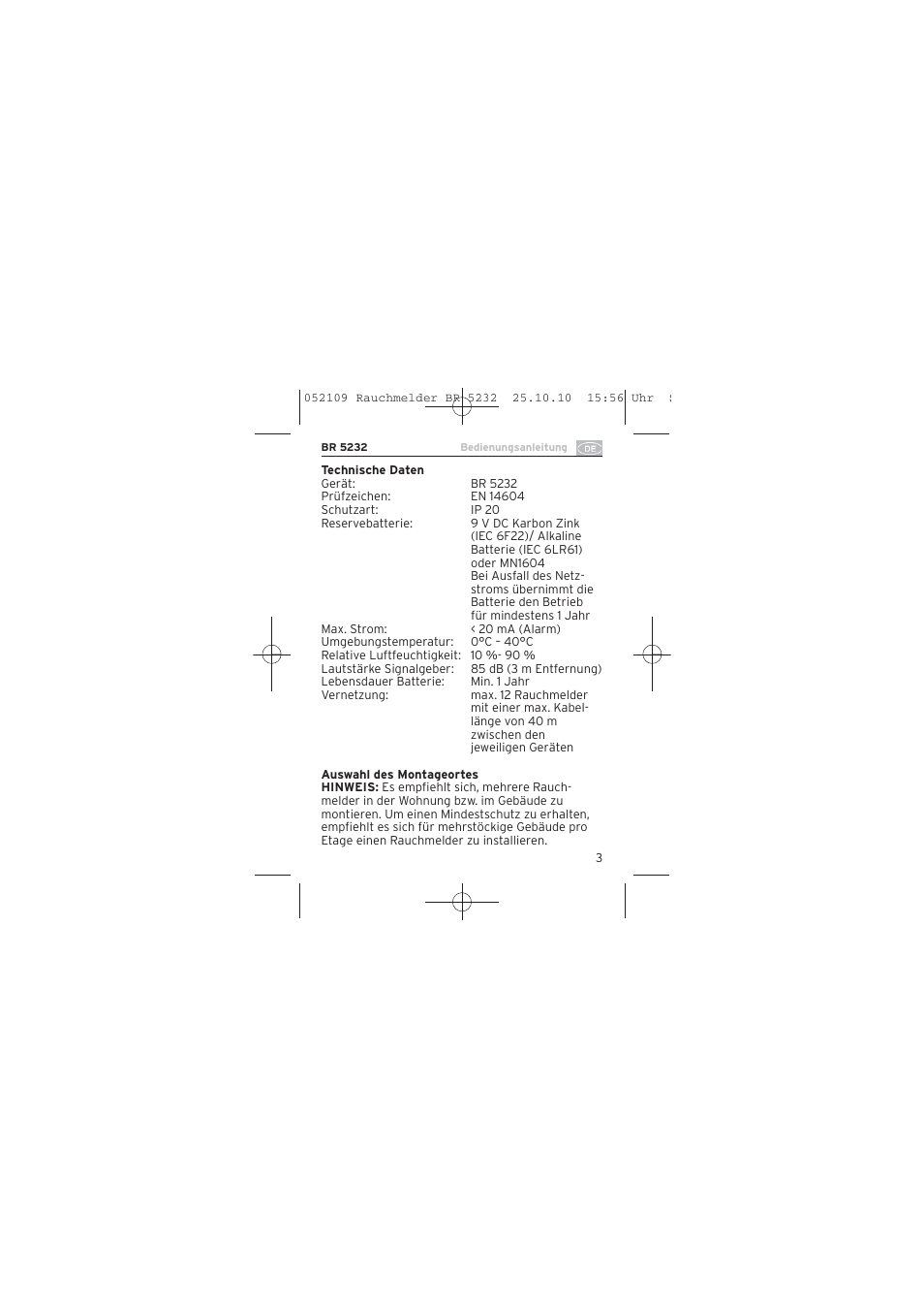 Brennenstuhl Smoke Alarm BR 5232 connect 230V User Manual | Page 3 / 104