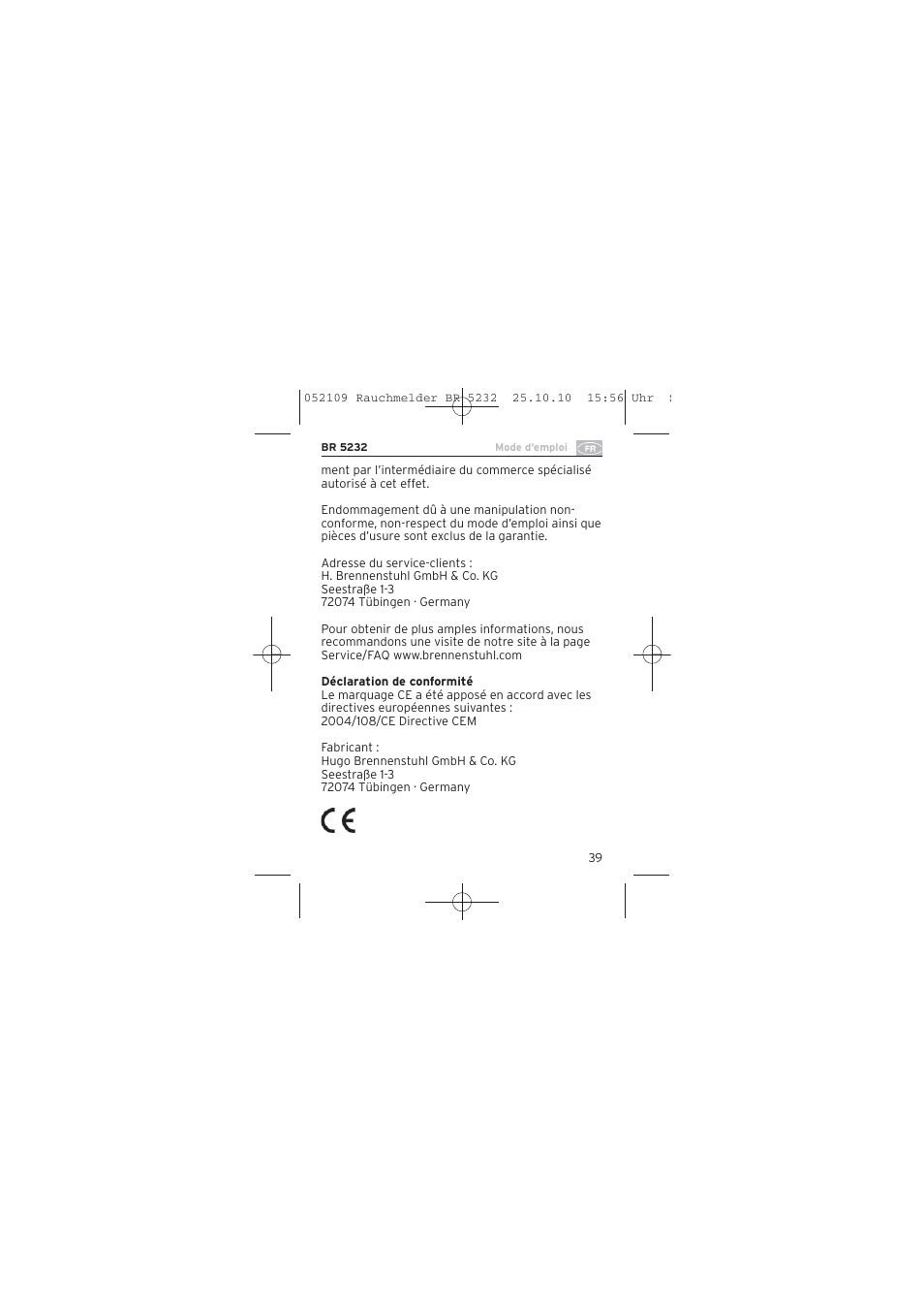 Brennenstuhl Smoke Alarm BR 5232 connect 230V User Manual | Page 39 / 104