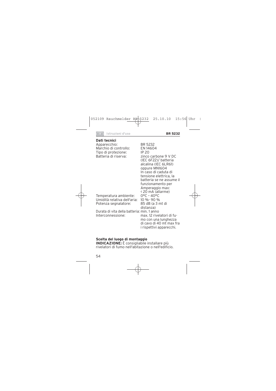 Brennenstuhl Smoke Alarm BR 5232 connect 230V User Manual | Page 54 / 104