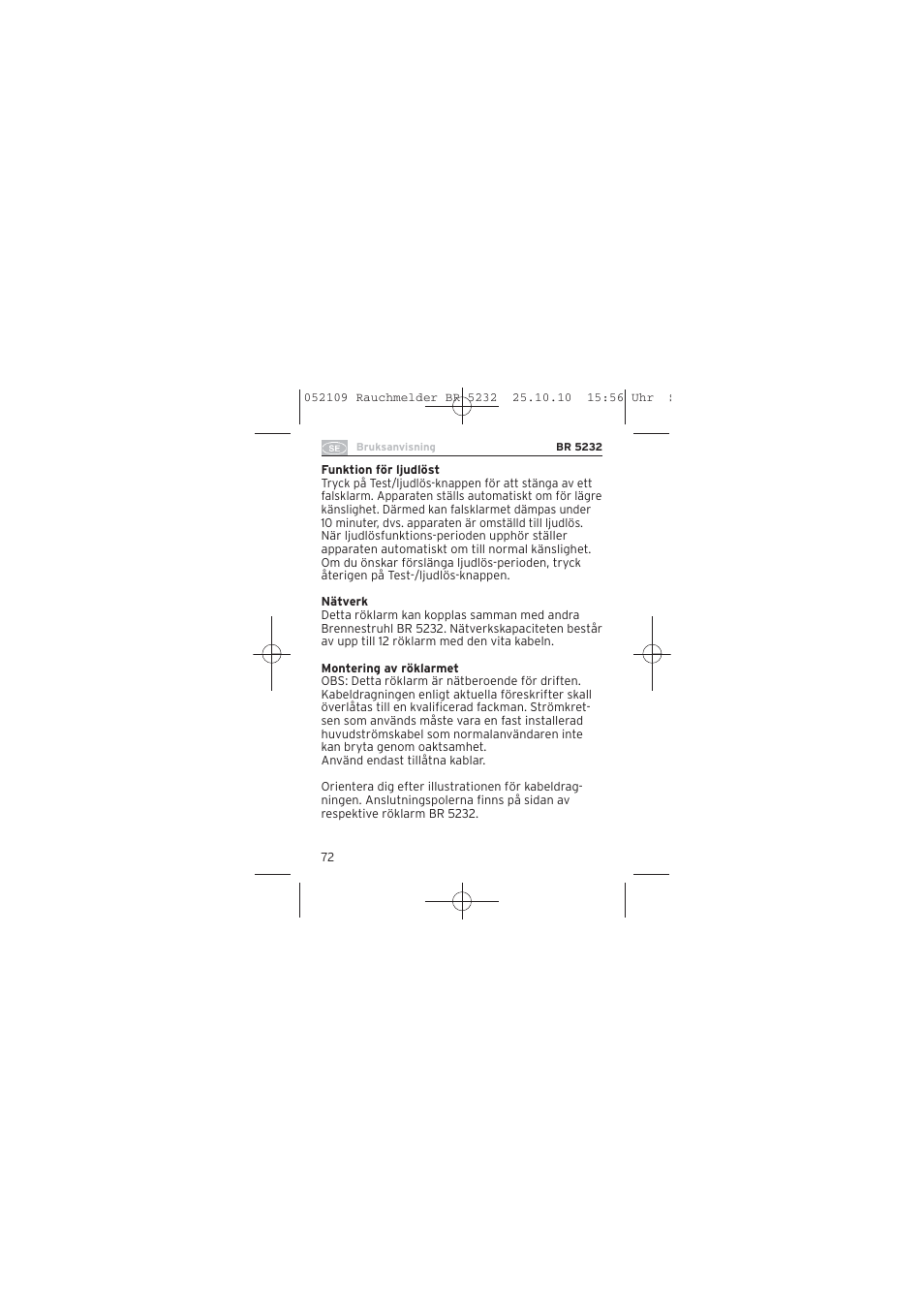 Brennenstuhl Smoke Alarm BR 5232 connect 230V User Manual | Page 72 / 104