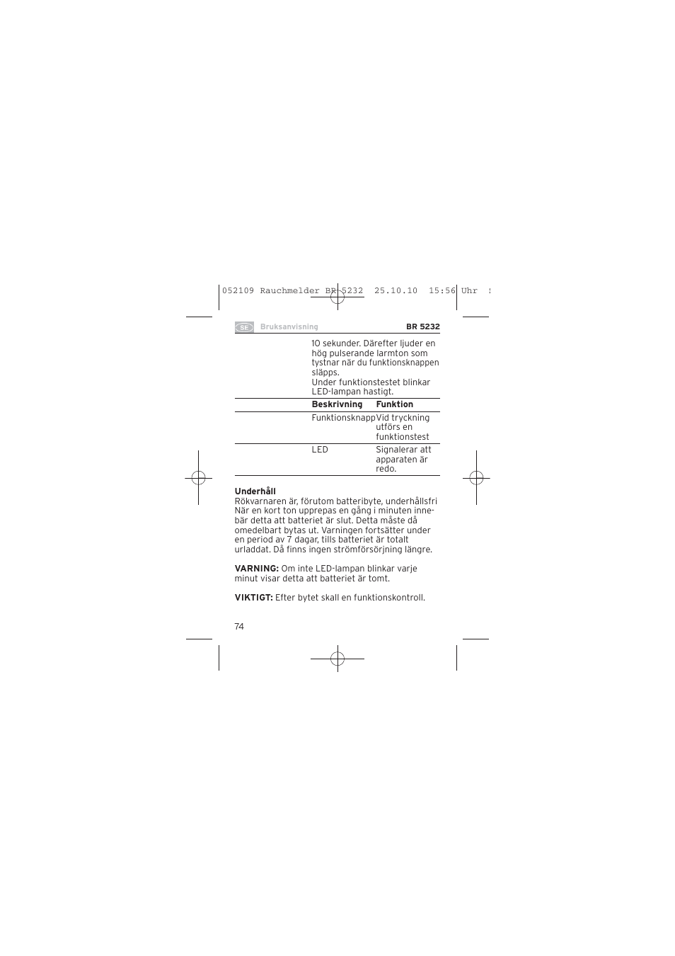 Brennenstuhl Smoke Alarm BR 5232 connect 230V User Manual | Page 74 / 104
