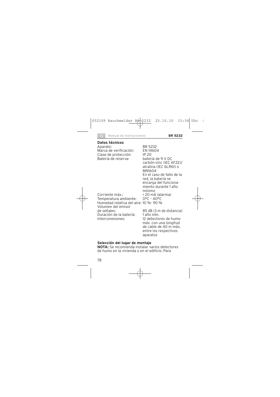 Brennenstuhl Smoke Alarm BR 5232 connect 230V User Manual | Page 78 / 104