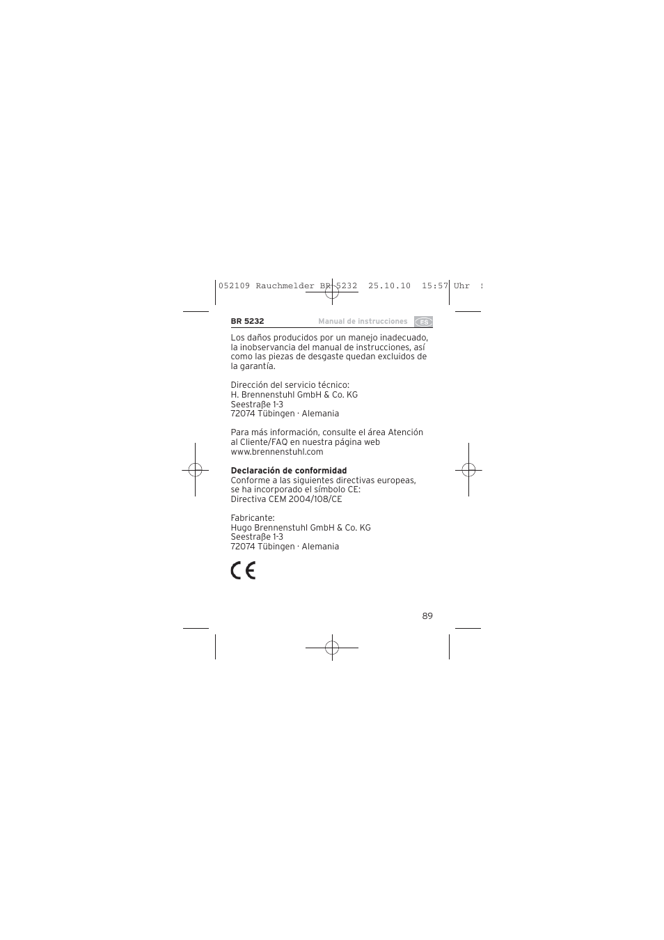 Brennenstuhl Smoke Alarm BR 5232 connect 230V User Manual | Page 89 / 104