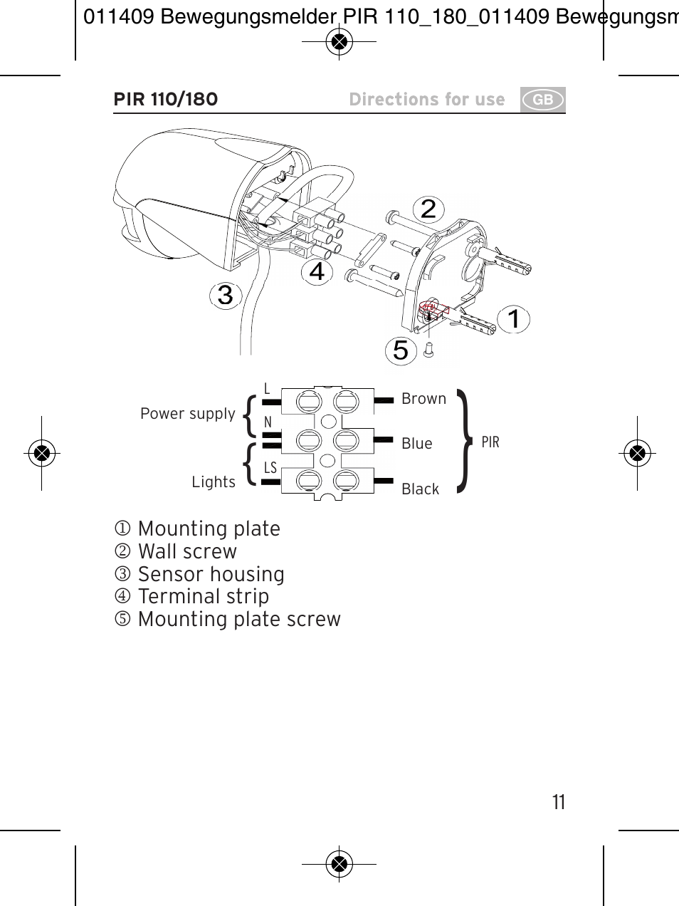 Brennenstuhl PIR Motion Detector PIR 110 IP44 White User Manual | Page 11 / 100