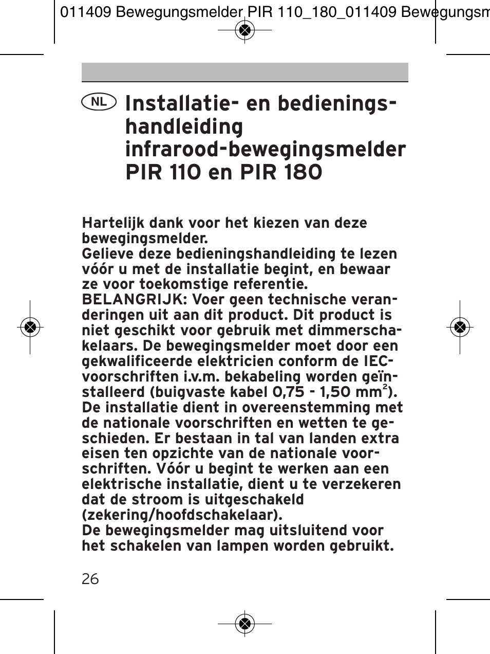 Brennenstuhl PIR Motion Detector PIR 110 IP44 White User Manual | Page 26 / 100