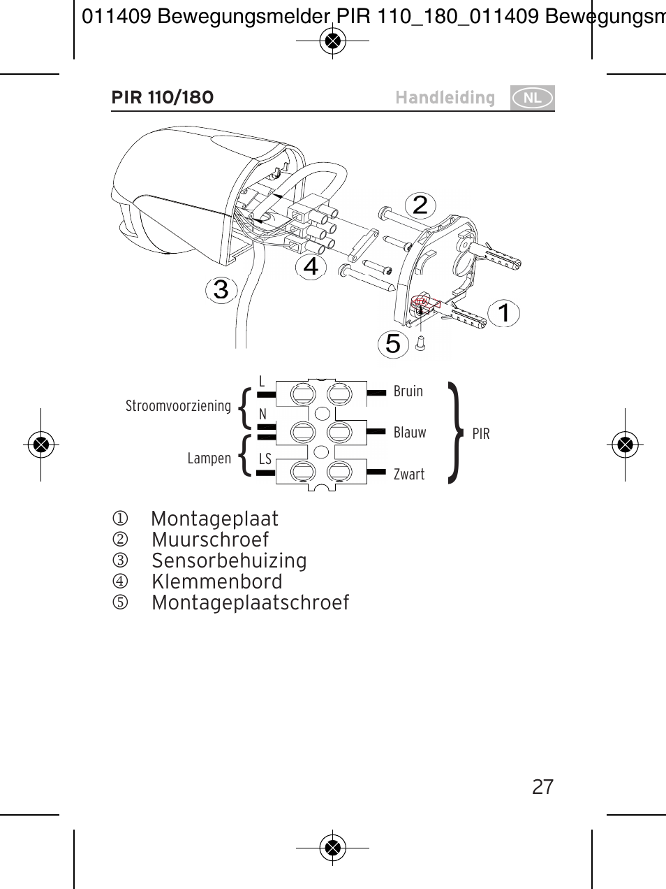 Brennenstuhl PIR Motion Detector PIR 110 IP44 White User Manual | Page 27 / 100