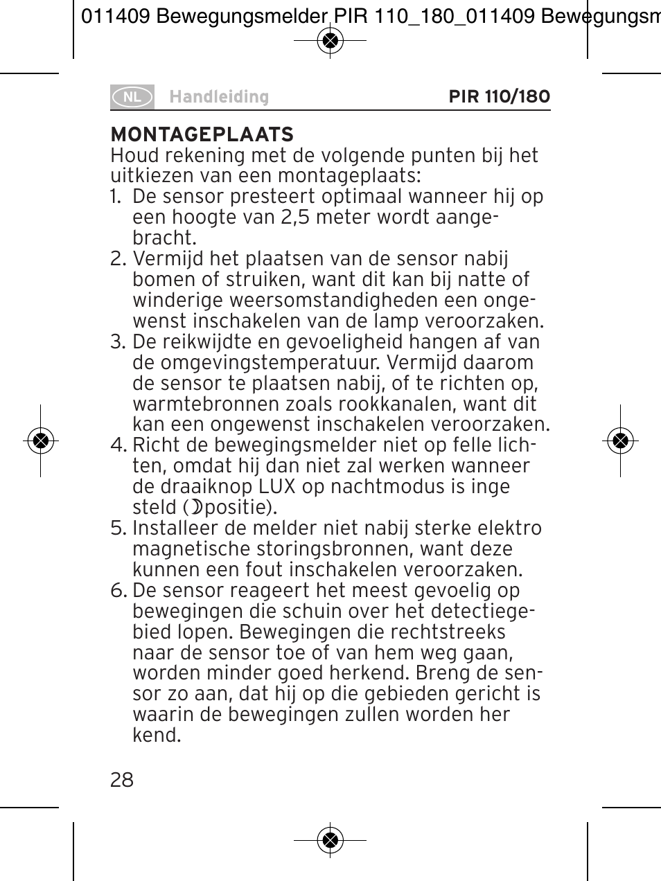 Brennenstuhl PIR Motion Detector PIR 110 IP44 White User Manual | Page 28 / 100