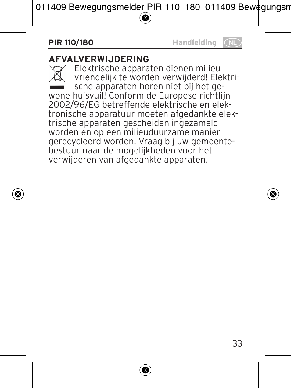 Brennenstuhl PIR Motion Detector PIR 110 IP44 White User Manual | Page 33 / 100