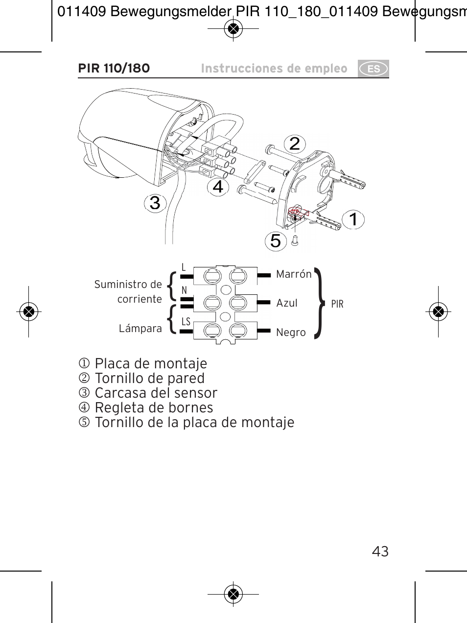 Brennenstuhl PIR Motion Detector PIR 110 IP44 White User Manual | Page 43 / 100