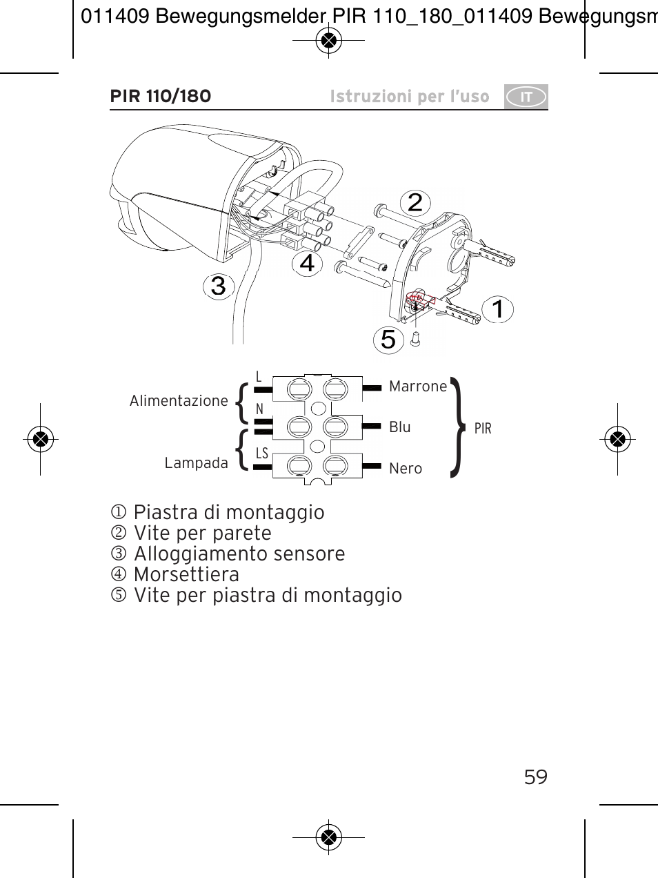 Brennenstuhl PIR Motion Detector PIR 110 IP44 White User Manual | Page 59 / 100