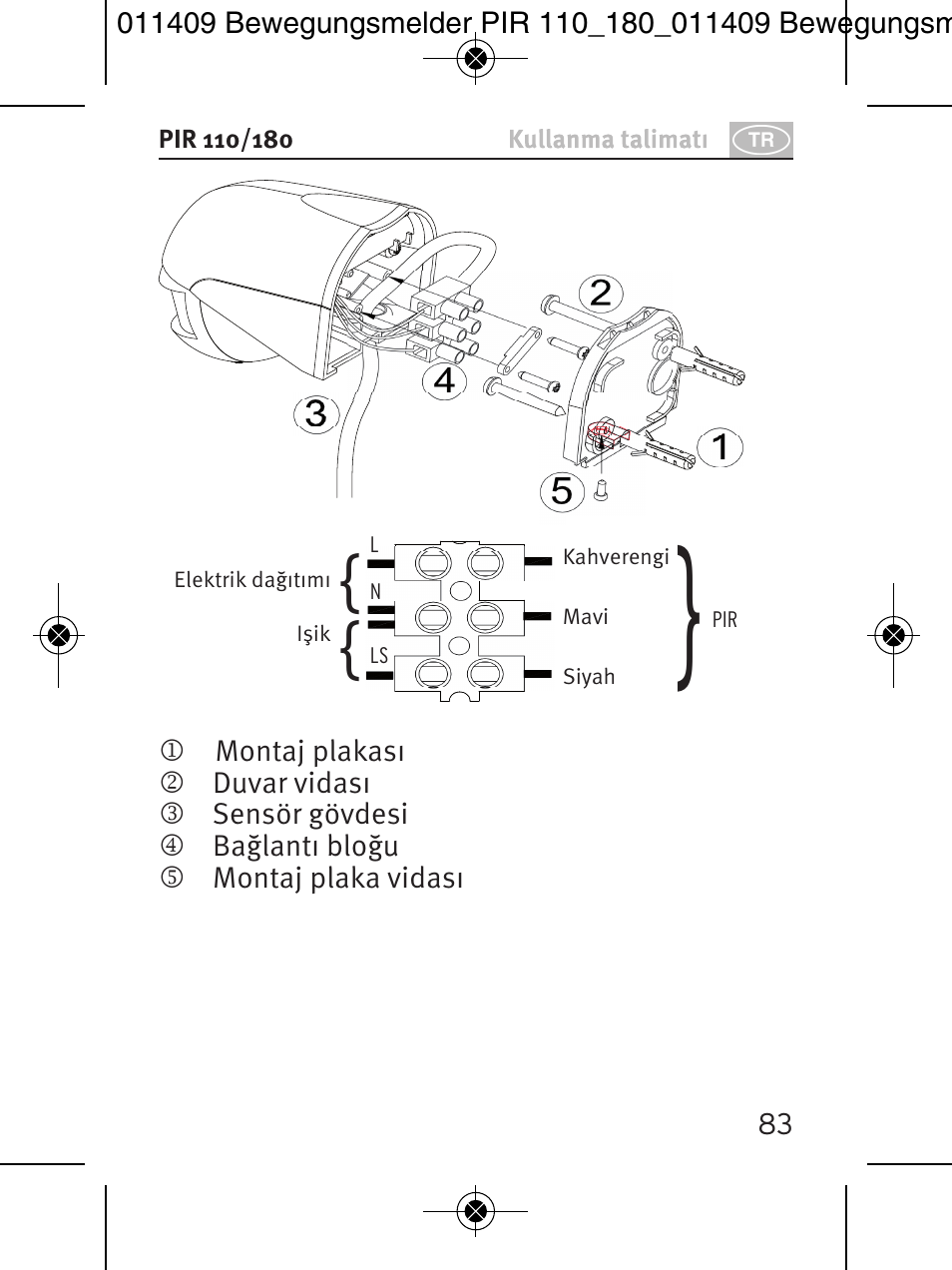 Brennenstuhl PIR Motion Detector PIR 110 IP44 White User Manual | Page 83 / 100