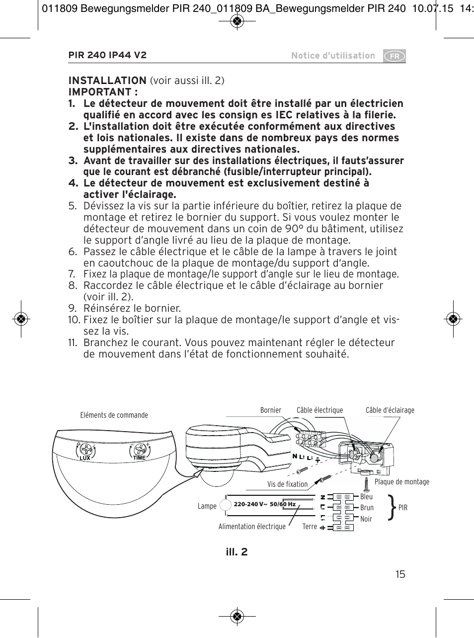 Brennenstuhl PIR Motion Detector PIR 240 IP44 White User Manual | Page 15 / 76