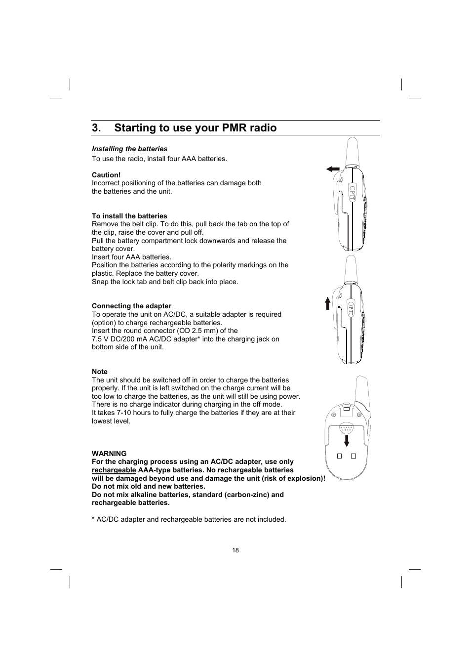 Starting to use your pmr radio | Brennenstuhl PMR Walkie Talkie TRX 3000 User Manual | Page 18 / 92