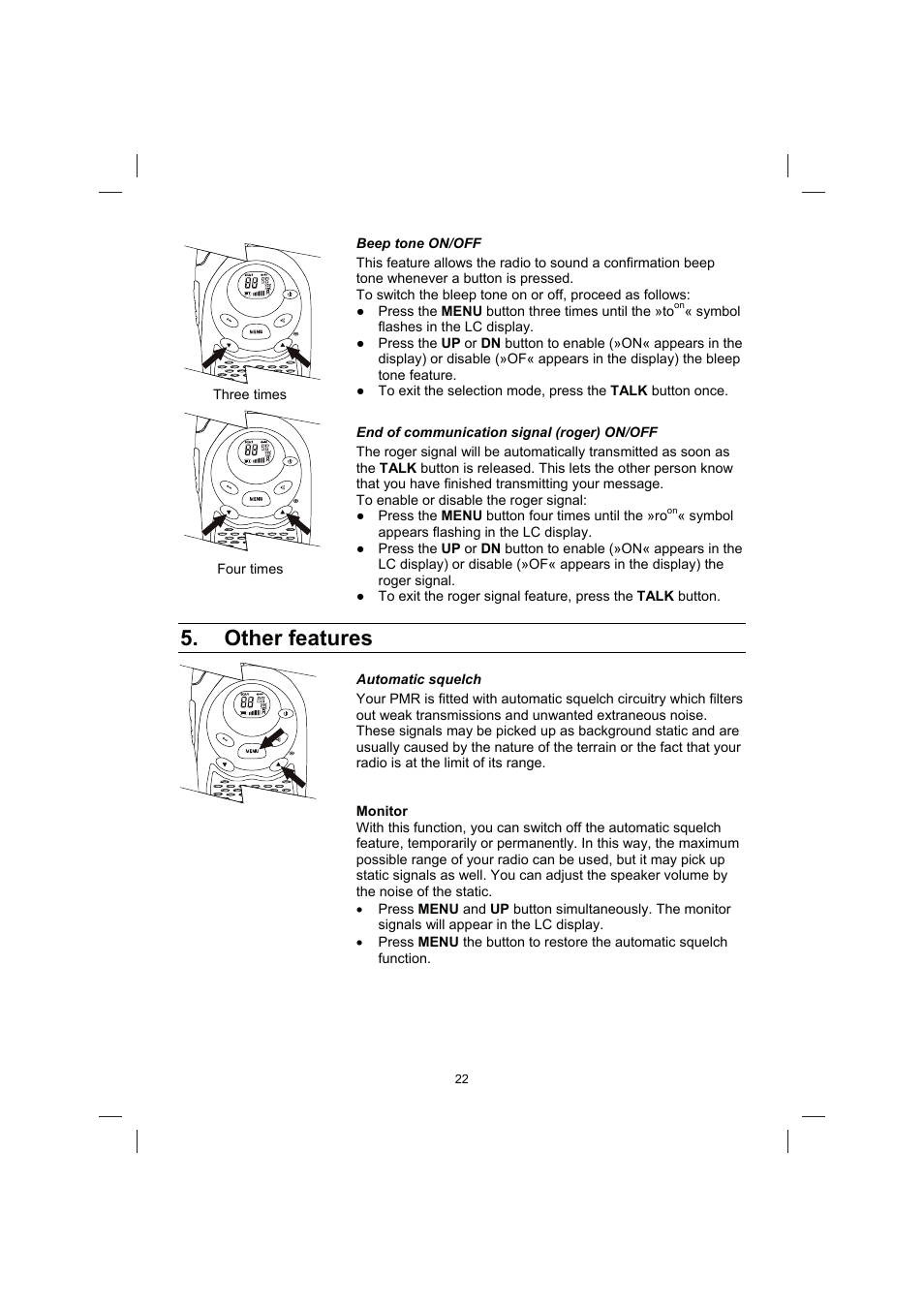 Other features | Brennenstuhl PMR Walkie Talkie TRX 3000 User Manual | Page 22 / 92