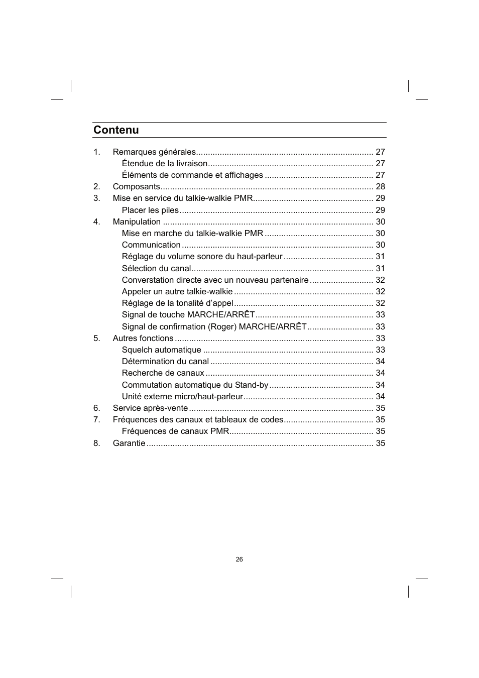 Contenu | Brennenstuhl PMR Walkie Talkie TRX 3000 User Manual | Page 26 / 92