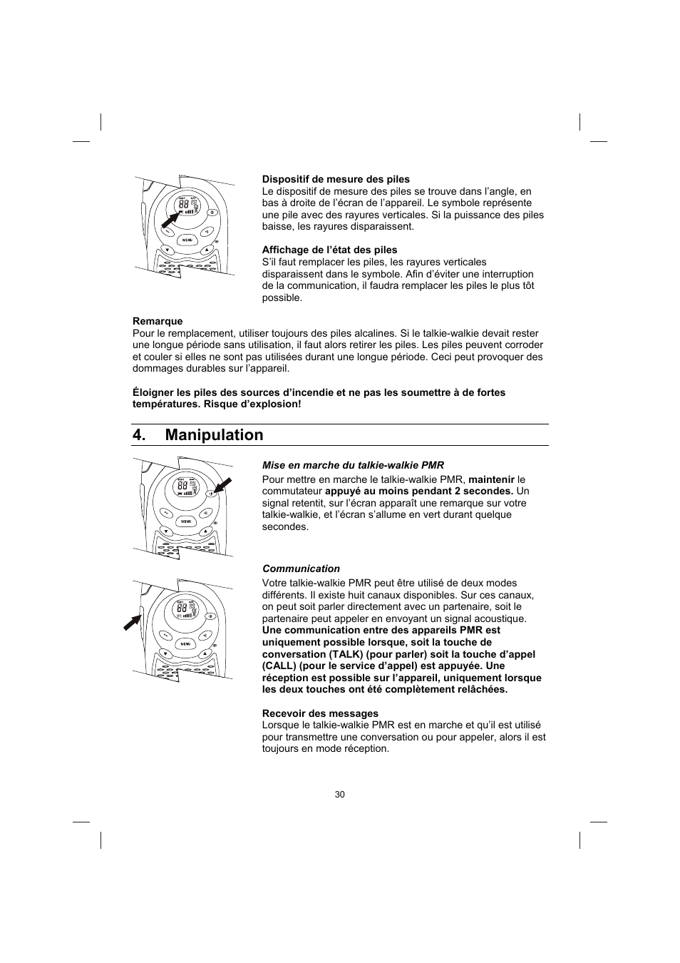 Manipulation | Brennenstuhl PMR Walkie Talkie TRX 3000 User Manual | Page 30 / 92