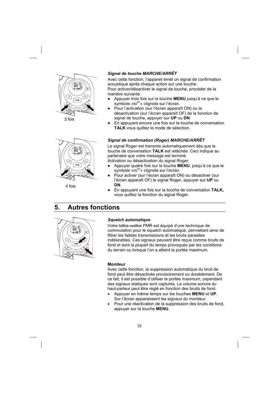 Autres fonctions | Brennenstuhl PMR Walkie Talkie TRX 3000 User Manual | Page 33 / 92