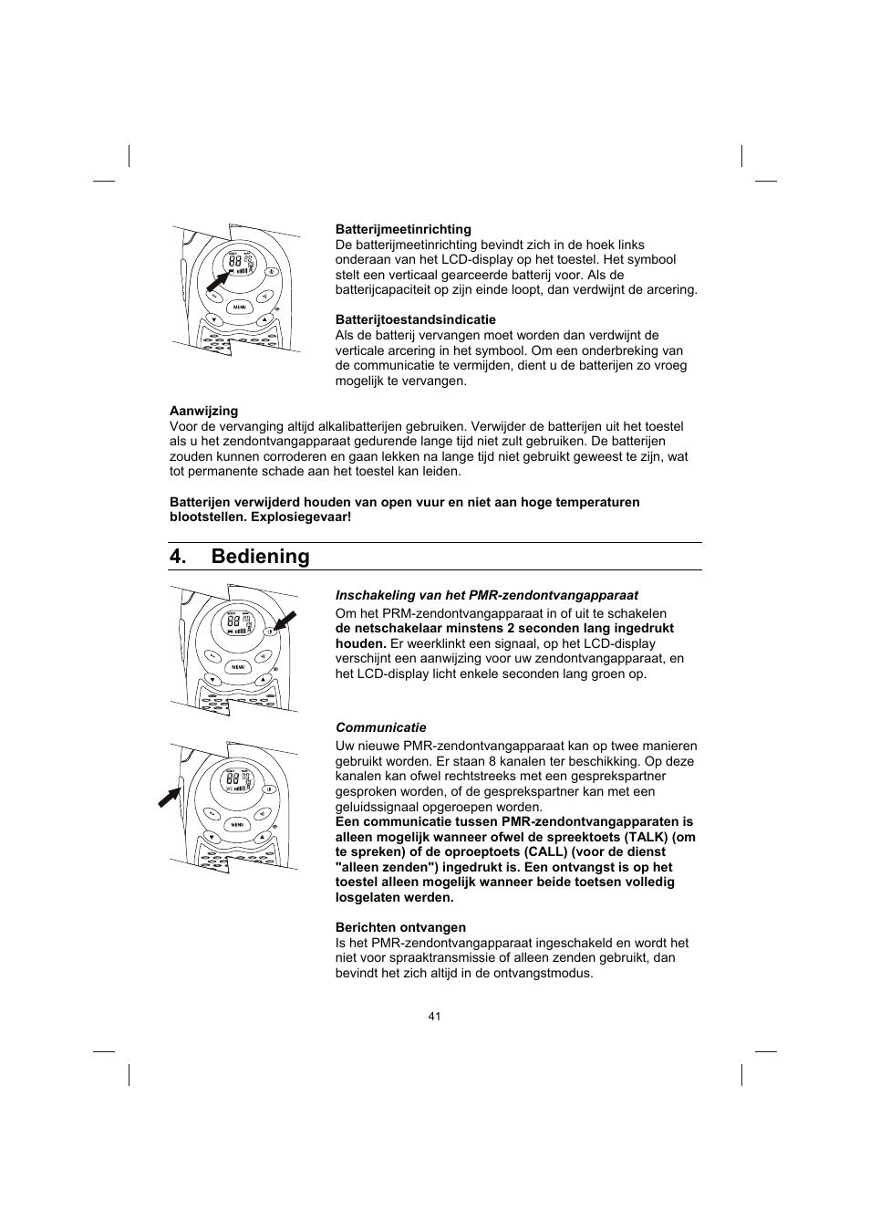 Bediening | Brennenstuhl PMR Walkie Talkie TRX 3000 User Manual | Page 41 / 92