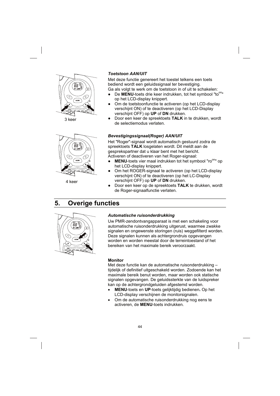 Overige functies | Brennenstuhl PMR Walkie Talkie TRX 3000 User Manual | Page 44 / 92