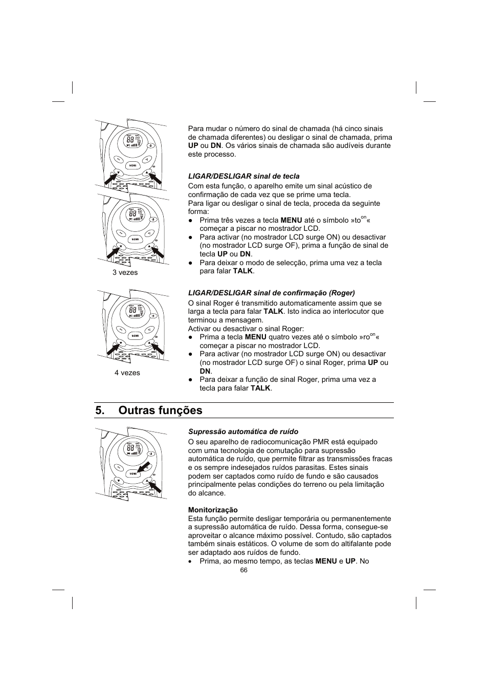 Outras funções | Brennenstuhl PMR Walkie Talkie TRX 3000 User Manual | Page 66 / 92