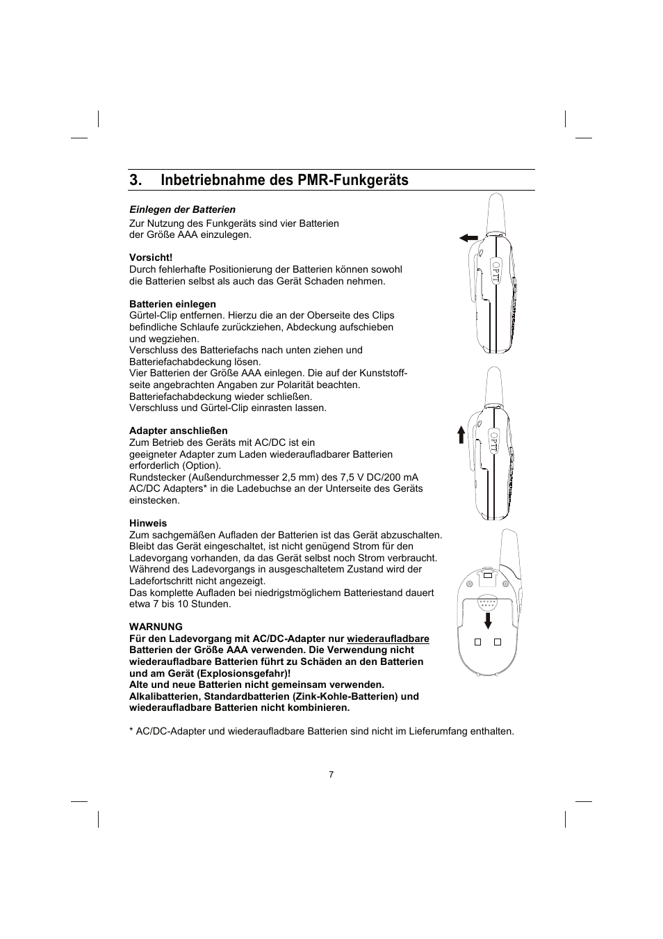 Inbetriebnahme des pmr-funkgeräts | Brennenstuhl PMR Walkie Talkie TRX 3000 User Manual | Page 7 / 92