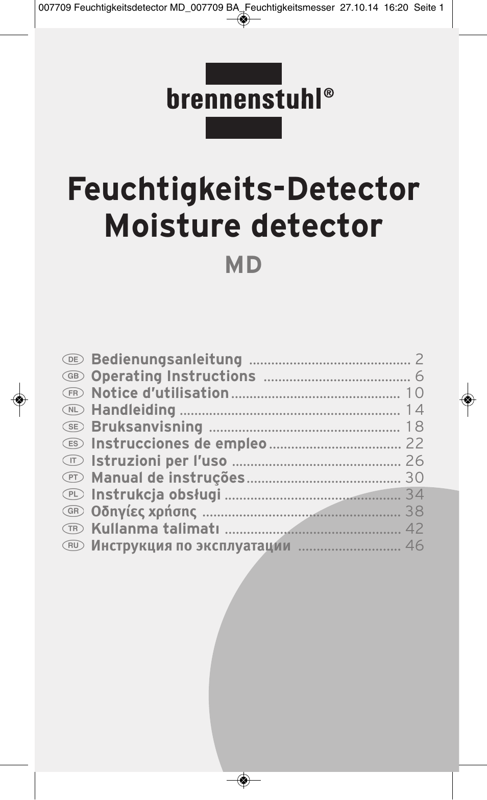 Brennenstuhl Moisture Detector MD User Manual | 52 pages