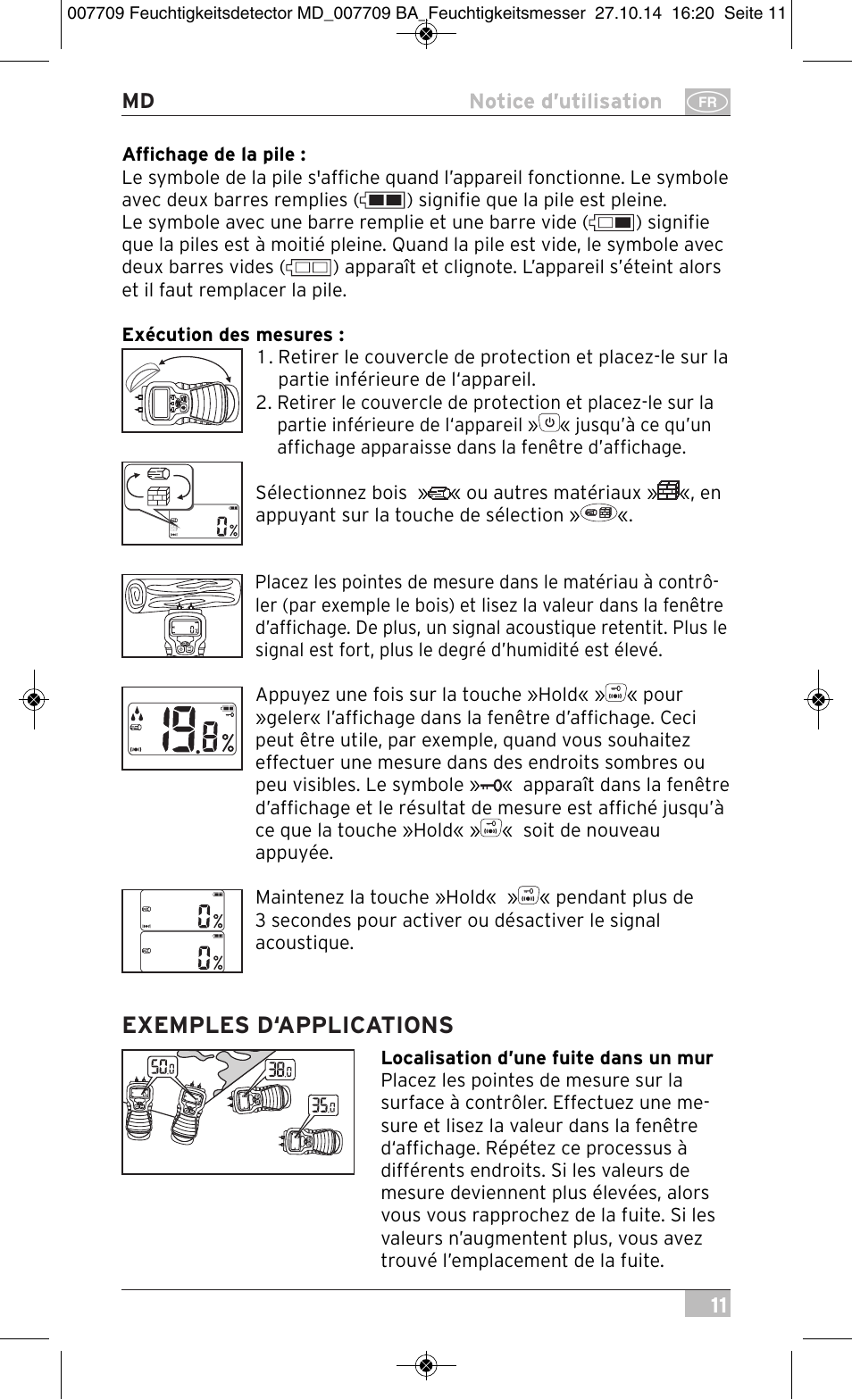 Exemples d‘applications | Brennenstuhl Moisture Detector MD User Manual | Page 11 / 52