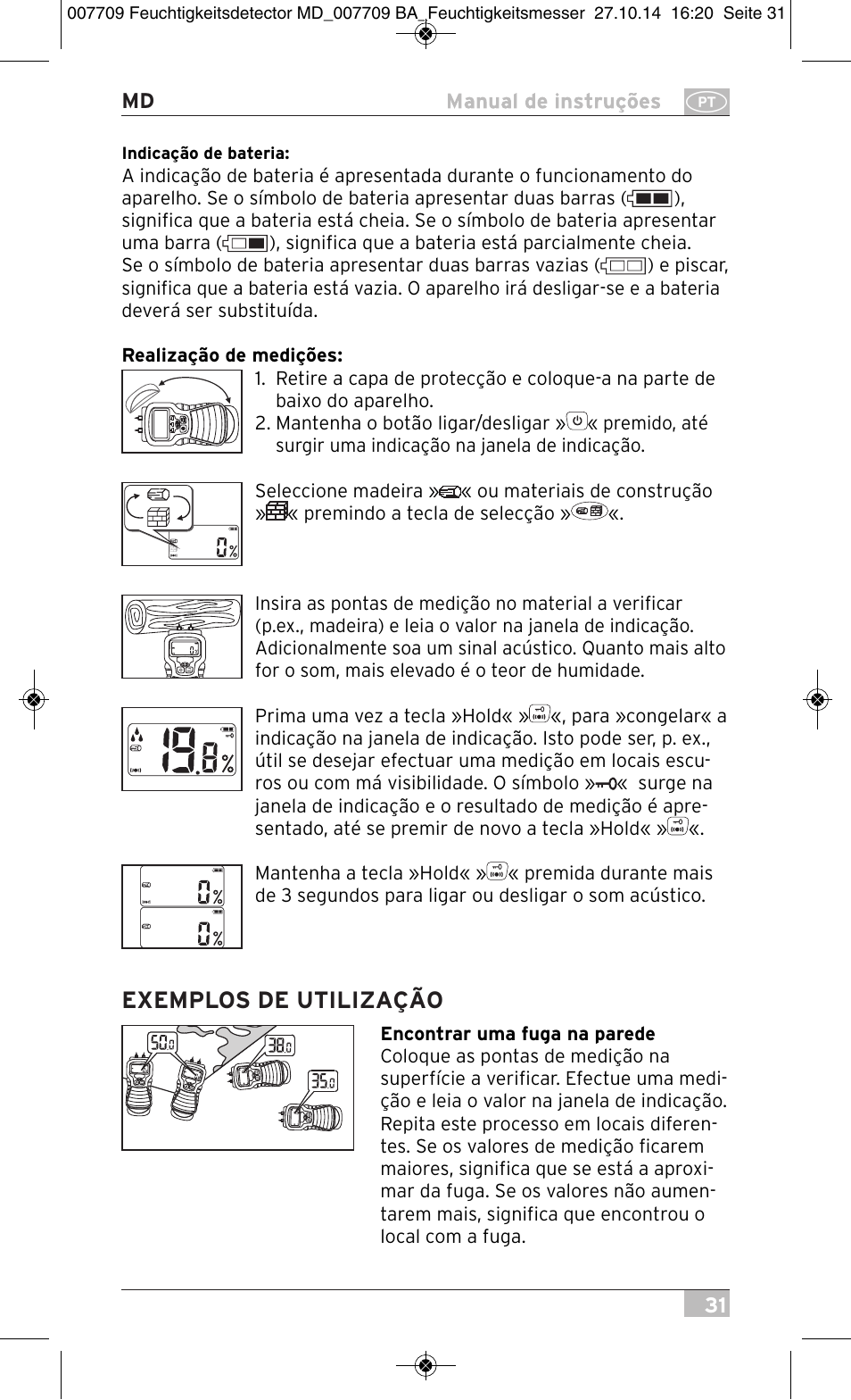 Exemplos de utilização | Brennenstuhl Moisture Detector MD User Manual | Page 31 / 52