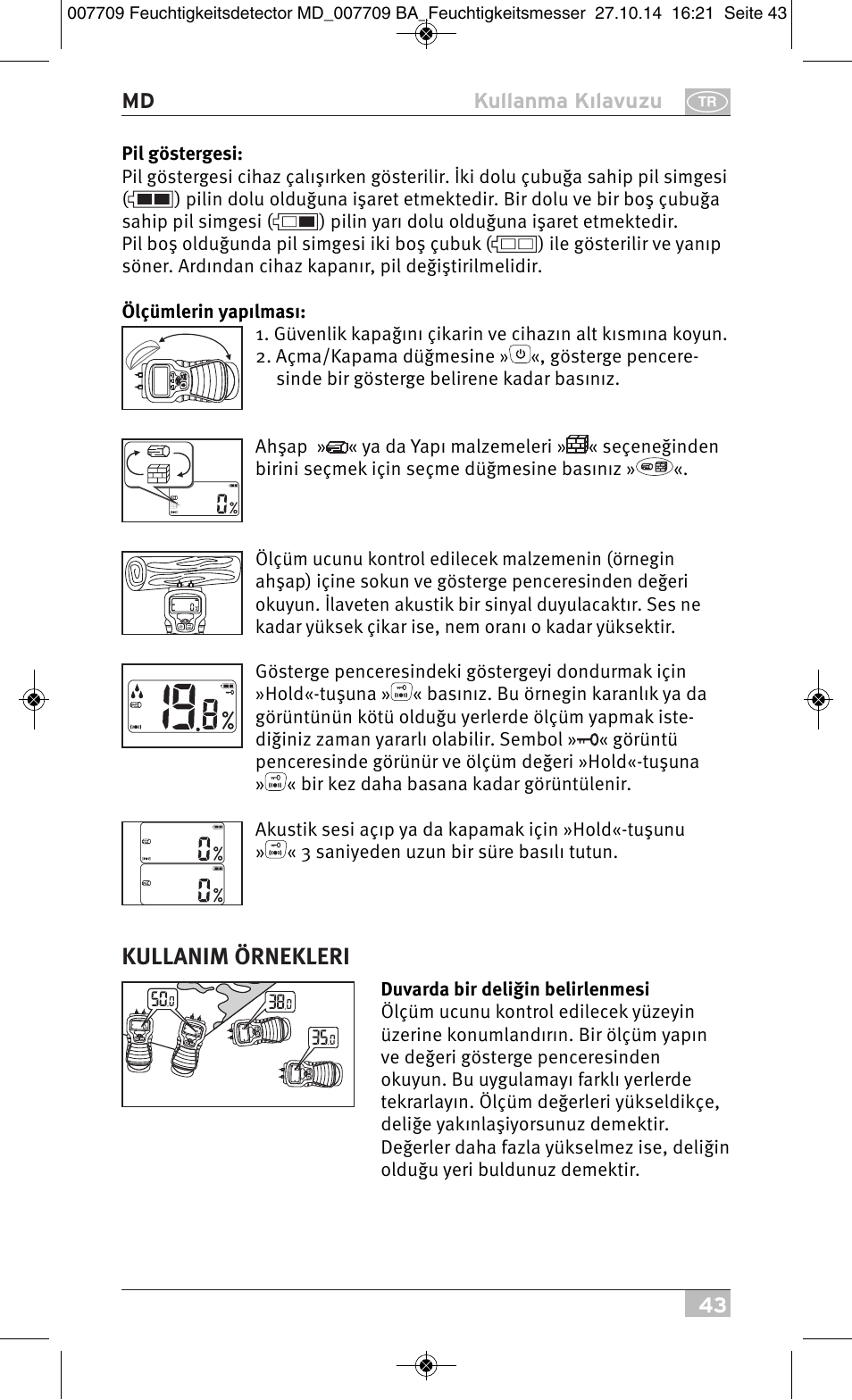 Kullanim örnekleri | Brennenstuhl Moisture Detector MD User Manual | Page 43 / 52