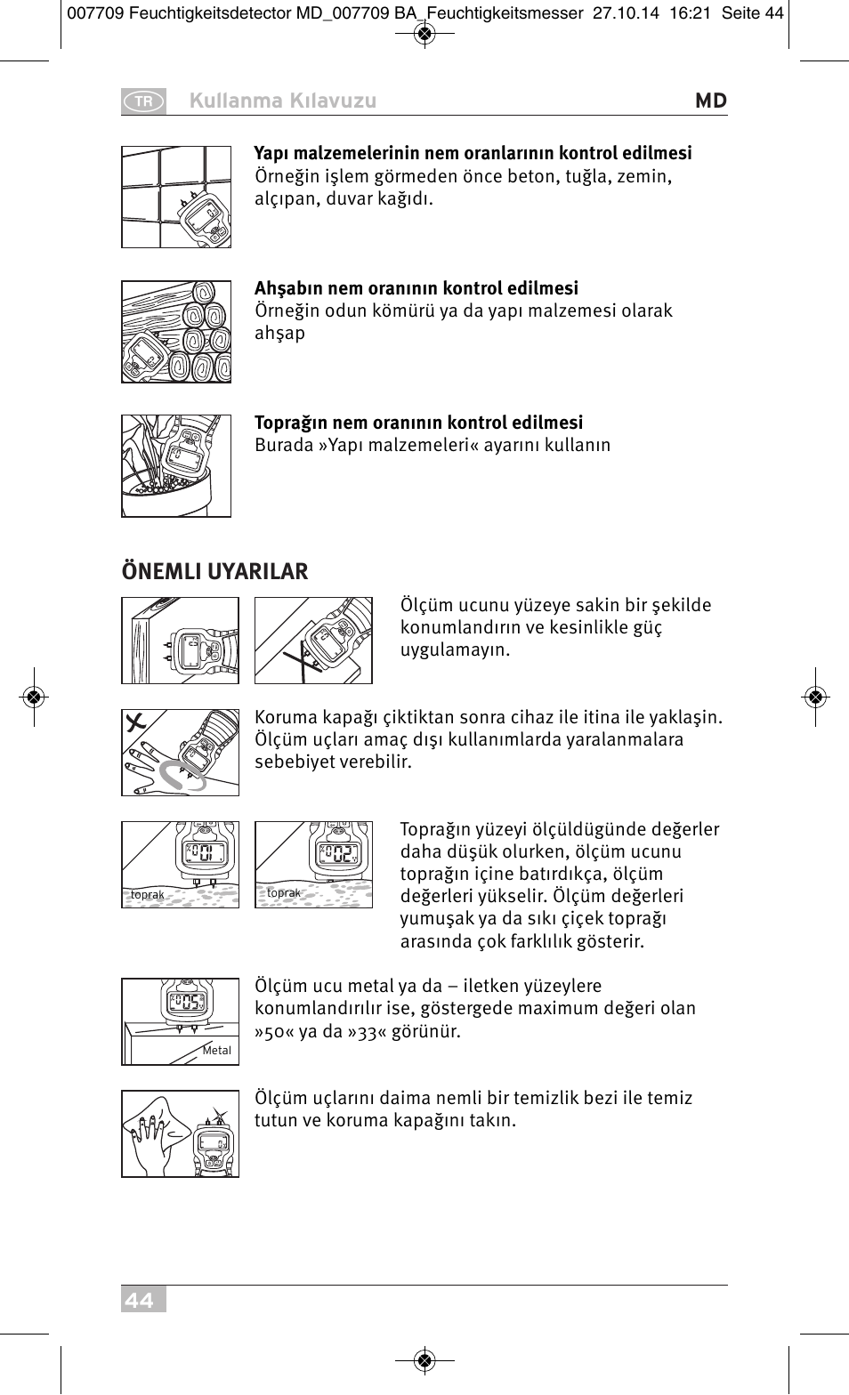 Önemli uyarilar, 44 kullanma kılavuzu md | Brennenstuhl Moisture Detector MD User Manual | Page 44 / 52