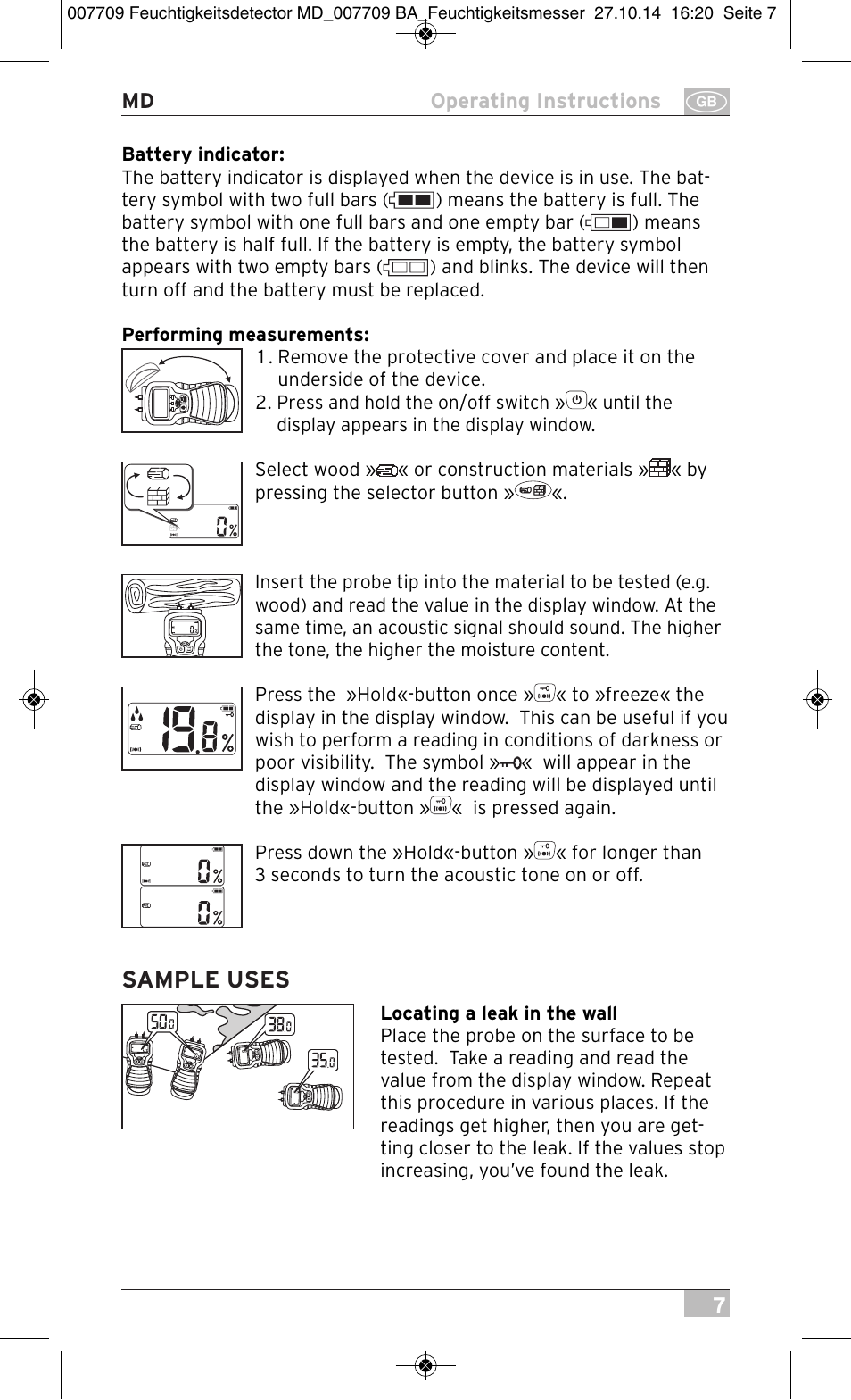 Sample uses | Brennenstuhl Moisture Detector MD User Manual | Page 7 / 52