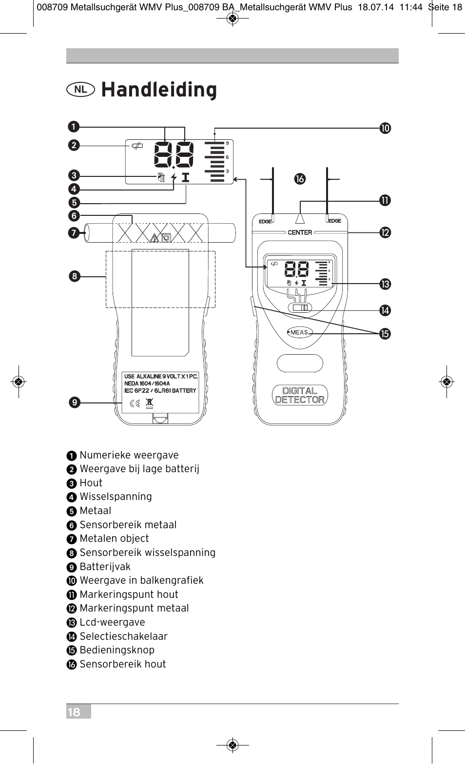 Handleiding | Brennenstuhl Multifunction Detector WMV Plus User Manual | Page 18 / 64