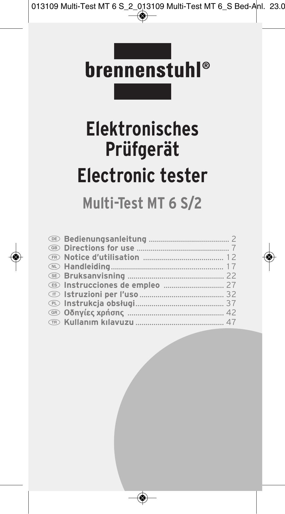 Brennenstuhl Electronic Multi-Tester MT 6S/2 User Manual | 52 pages