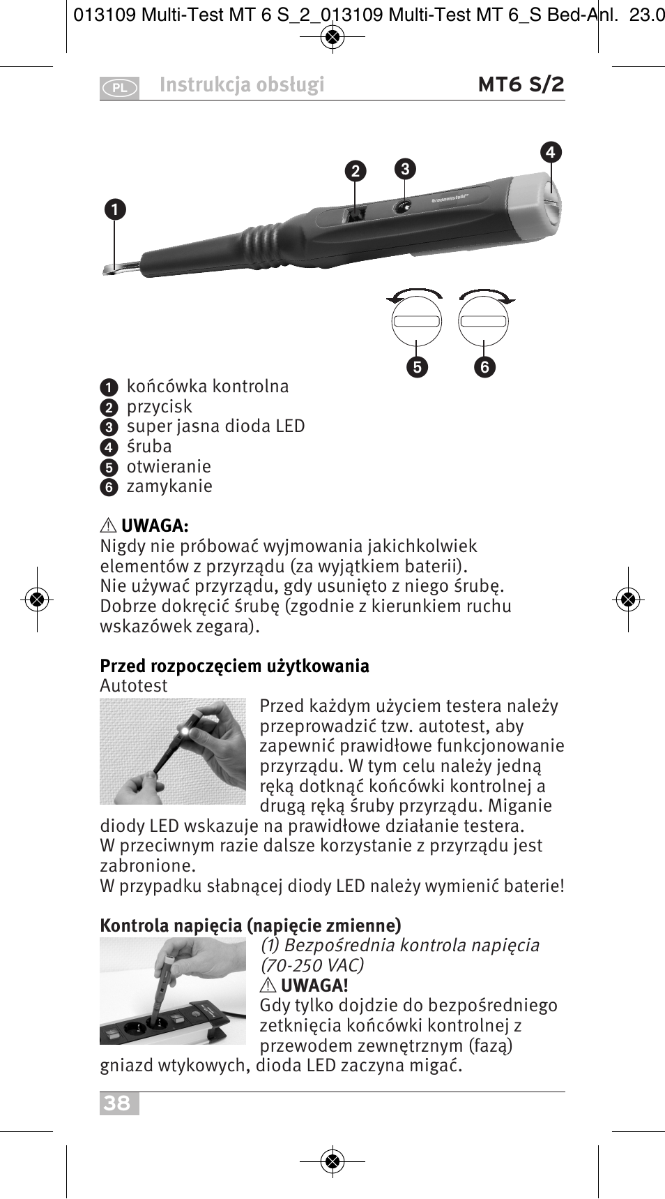 Brennenstuhl Electronic Multi-Tester MT 6S/2 User Manual | Page 38 / 52