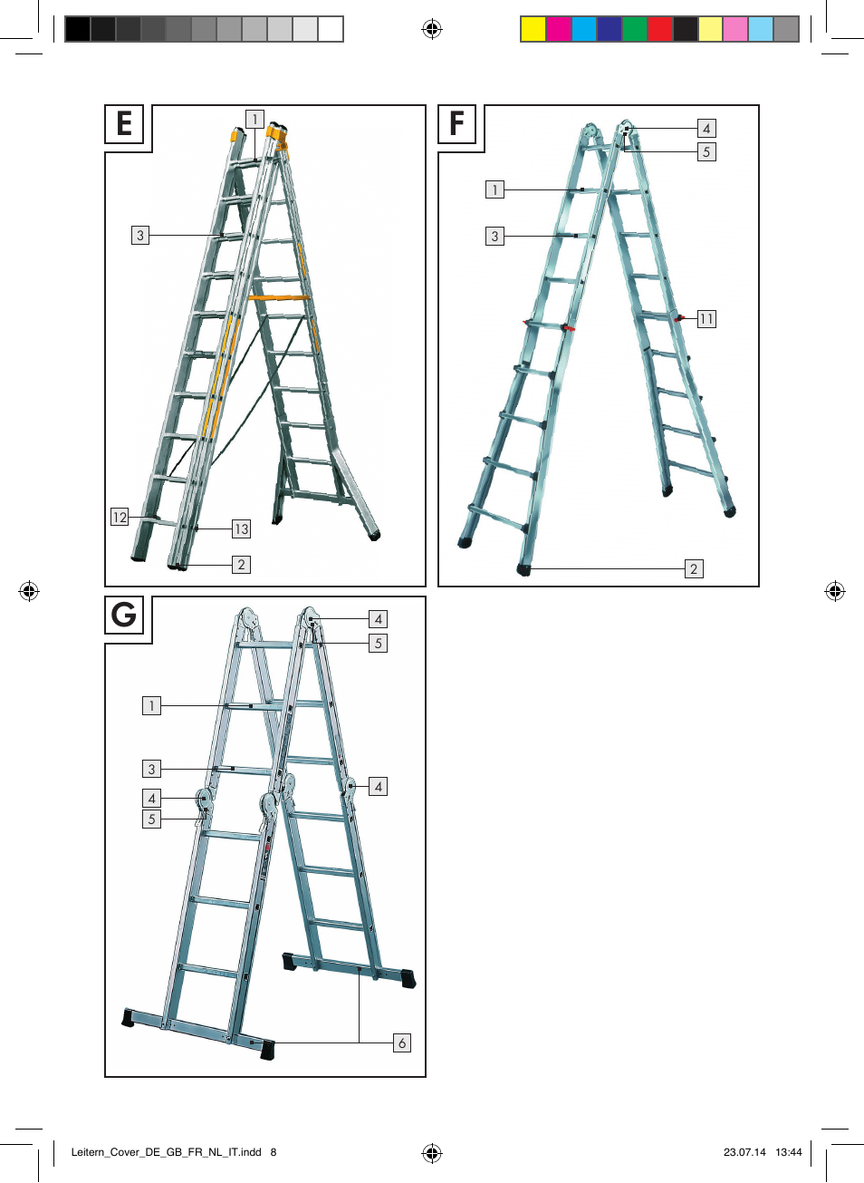 Fg e | Brennenstuhl Aluminium Double-Sided Stepladder special trade quality 2x2 rungs Height of stepladder 0,7m User Manual | Page 4 / 57