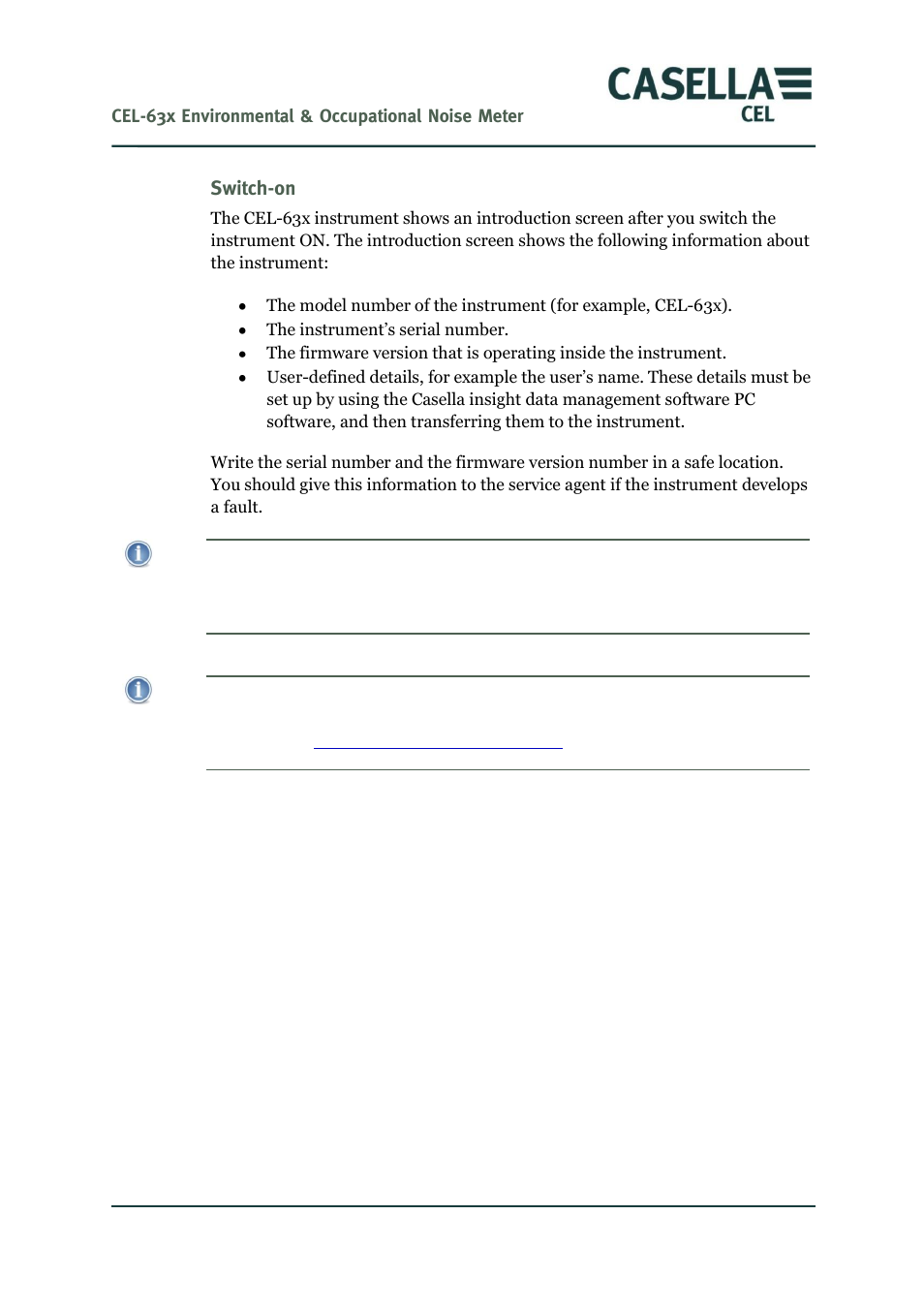 Switch-on | Casella CEL CEL-63X User Manual | Page 26 / 87