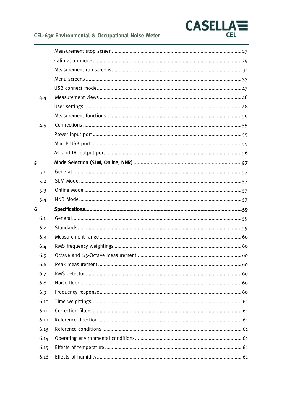 Casella CEL CEL-63X User Manual | Page 3 / 87