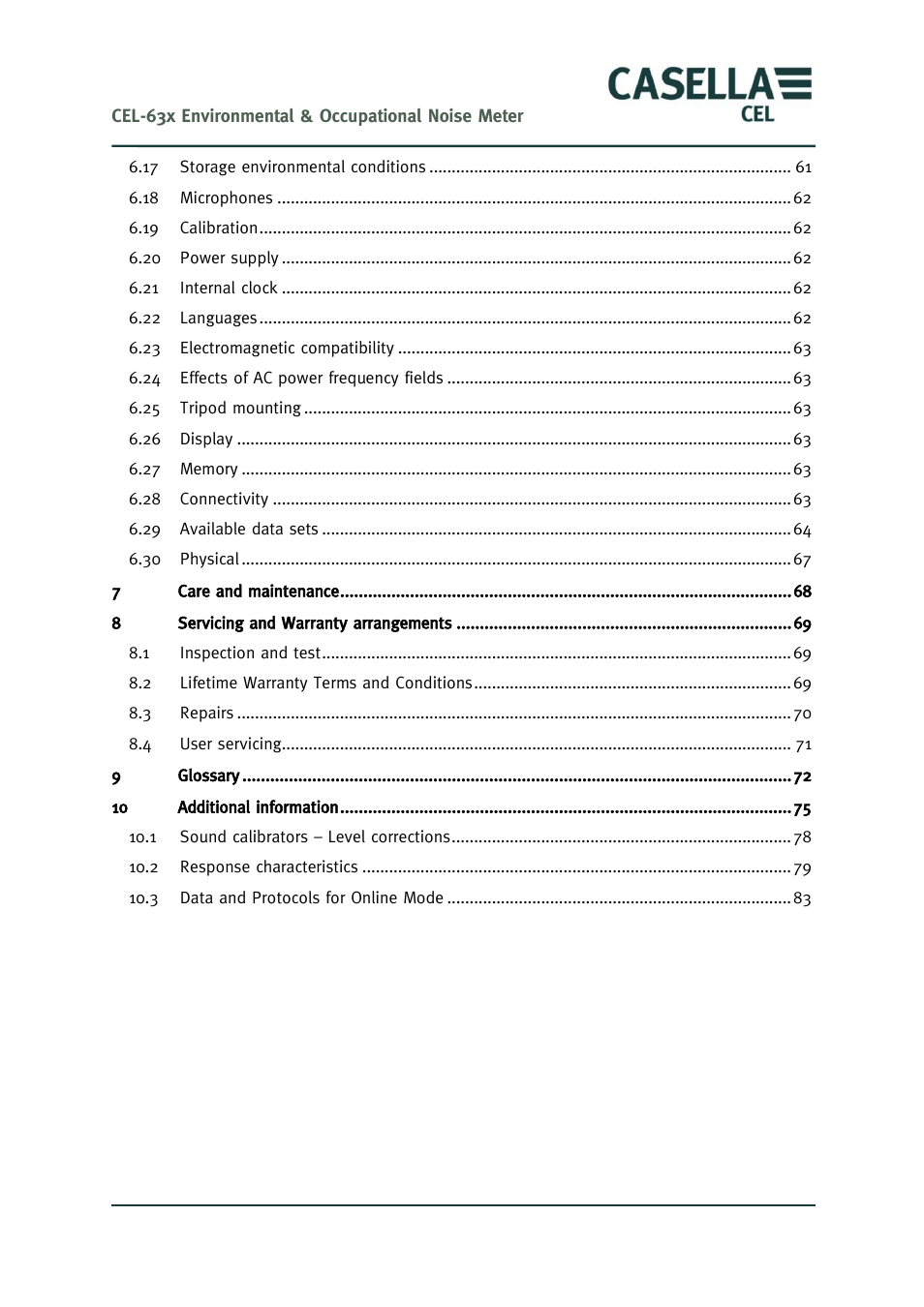 Casella CEL CEL-63X User Manual | Page 4 / 87